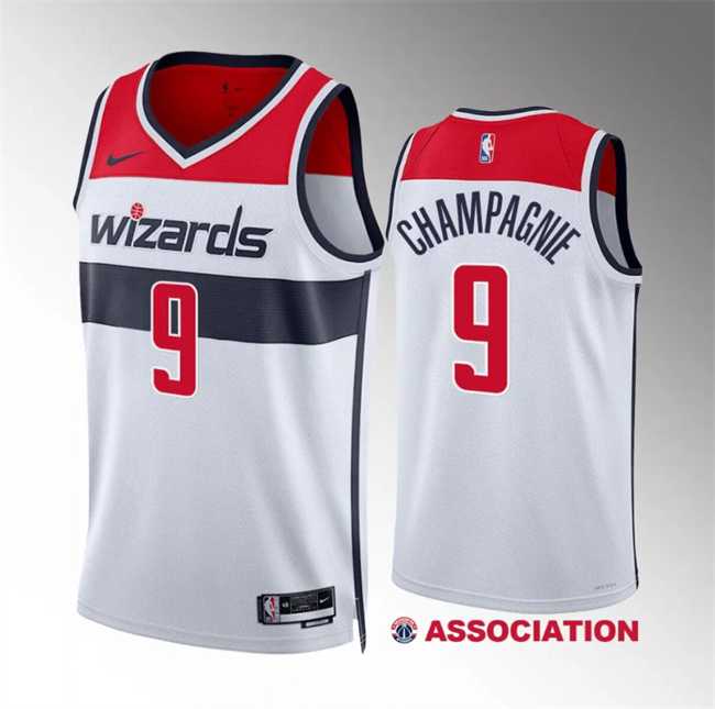 Men's Washington Wizards #9 Justin Champagnie White Association Edition Stitched Basketball Jersey Dzhi